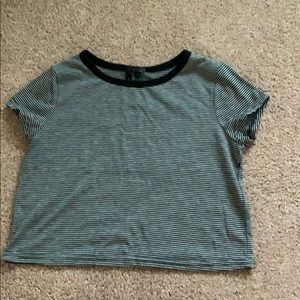 Black and grey stripped crop top